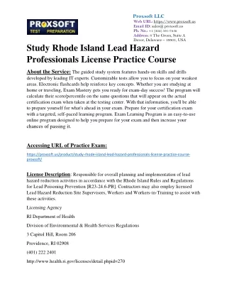 Study Rhode Island Lead Hazard Professionals License Practice Course