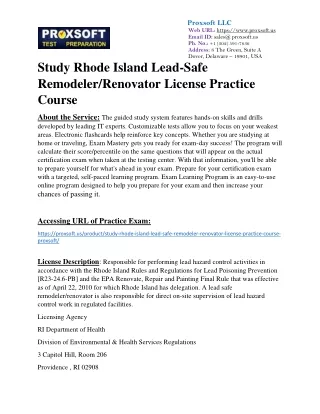 Study Rhode Island Lead-Safe Remodeler/Renovator License Practice Course