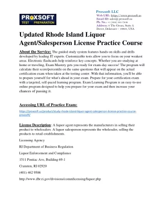 Updated Rhode Island Liquor Agent/Salesperson License Practice Course