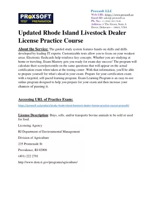 Updated Rhode Island Livestock Dealer License Practice Course