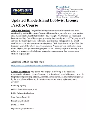 Updated Rhode Island Lobbyist License Practice Course