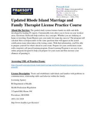 Updated Rhode Island Marriage and Family Therapist License Practice Course