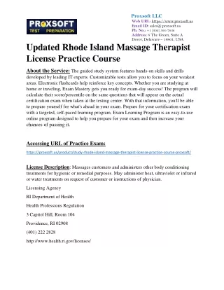 Updated Rhode Island Massage Therapist License Practice Course