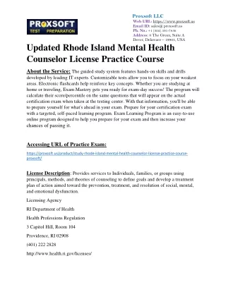 Updated Rhode Island Mental Health Counselor License Practice Course