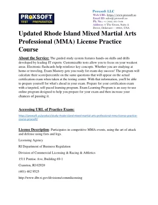 Updated Rhode Island Mixed Martial Arts Professional (MMA) License Practice Cour