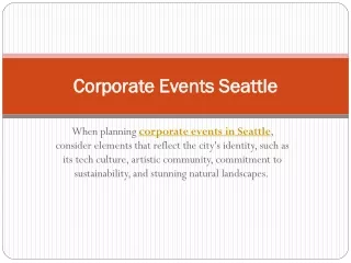 Corporate Events Seattle