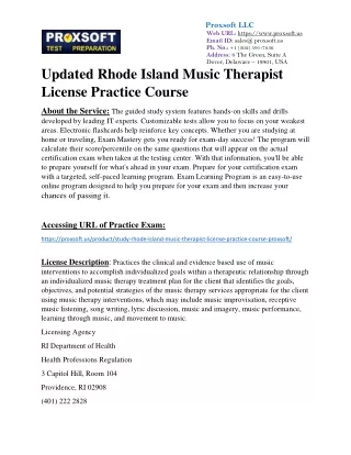 Updated Rhode Island Music Therapist License Practice Course
