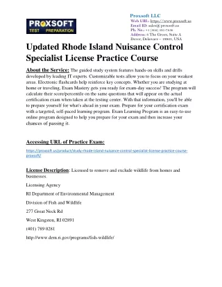 Updated Rhode Island Nuisance Control Specialist License Practice Course