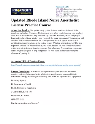 Updated Rhode Island Nurse Anesthetist License Practice Course