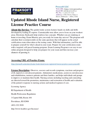 Updated Rhode Island Nurse, Registered License Practice Course