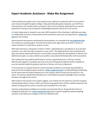 Expert Academic Assistance - Make My Assignment