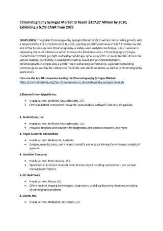 Chromatography Syringes Market_Blog