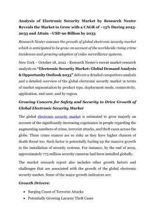PR- Global Electronic Security Market