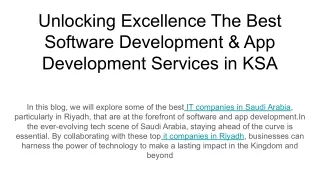 Unlocking Excellence The Best Software Development & App Development Services in KSA