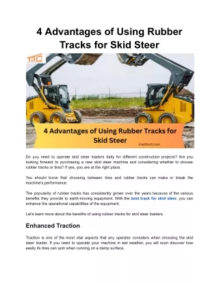 4 Advantages of Using Rubber Tracks for Skid Steer