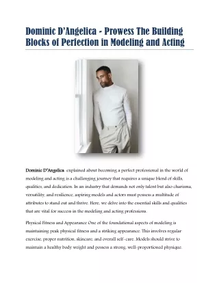 Prowess The Building Blocks of Perfection in Modeling and Acting