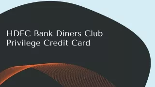 HDFC Bank Diners Club Privilege Credit Card