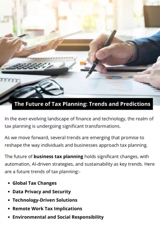 The Future of Tax Planning: Trends and Predictions