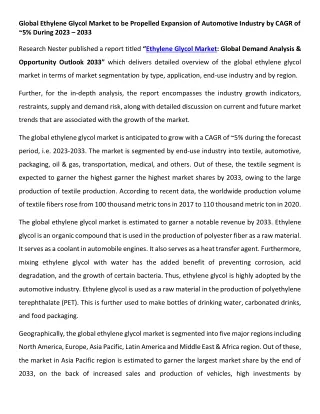 Ethylene Glycol Market Growth 2023-2033