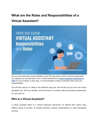 What are the Roles and Responsibilities of a Virtual Assistant