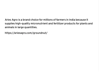 Aries Agro | Groundnut Growth and Production