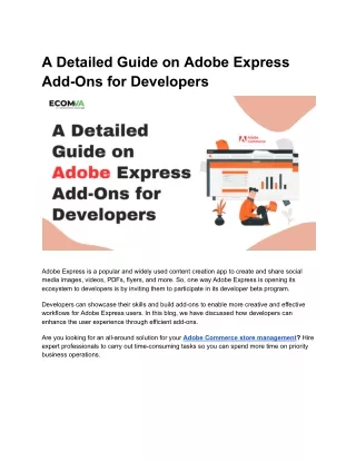 A Detailed Guide on Adobe Express Add-Ons for Developers