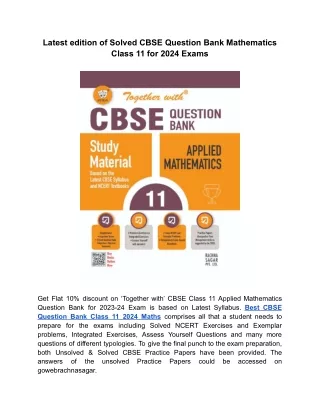 Best CBSE Question Bank for Class 11 Maths with Solved Practice Papers 2024