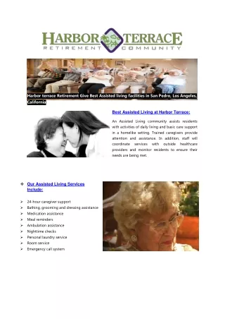 Harbor terrace Retirement Best Assisted living facilities in San Pedro, Los Angeles, California Document