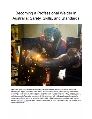 Becoming a Professional Welder in Australia_ Safety, Skills, and Standards