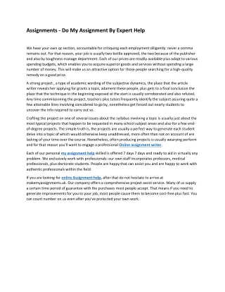 Assignments - Do My Assignment By Expert Help