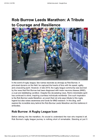 Rob Burrow Leeds Marathon: A Tribute to Courage and Resilience