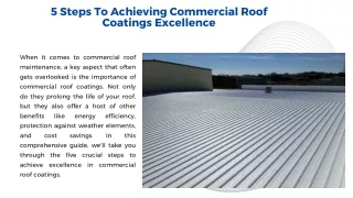 5 Steps to Achieving Professional Roof Coating Excellence