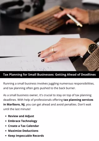 Tax Planning for Small Businesses: Getting Ahead of Deadlines