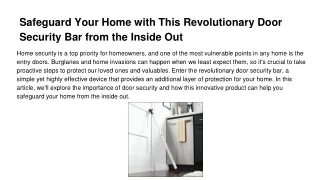 Safeguard Your Home with This Revolutionary Door Security Bar from the Inside Out