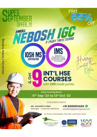 Virtual Live Training Nebosh IGC with 9 Intl Courses - GWG