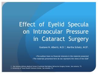 Effect of Eyelid Specula on Intraocular Pressure in Cataract Surgery