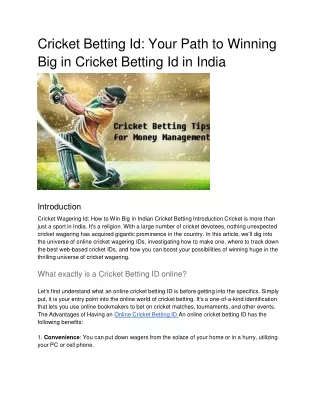 Cricket Betting Id_ Your Path to Winning Big in Cricket Betting Id in India (1)