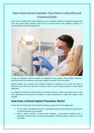Clear Choice Dental Implants: Your Path to a Beautiful and Functional Smile