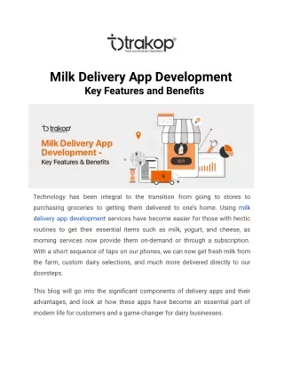 Milk Delivery App Development -   Key Features and Benefits