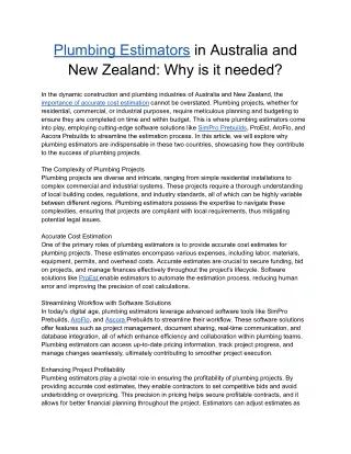 Plumbing Estimators in Australia and New Zealand_ Why is it needed