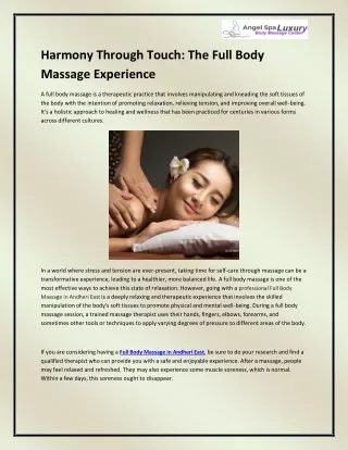 Full Body Massage in Andheri East