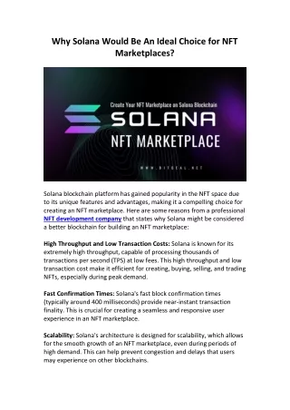 Solana NFT Marketplace Development