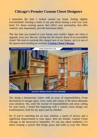 Chicago’s Premier Custom Closet Designers