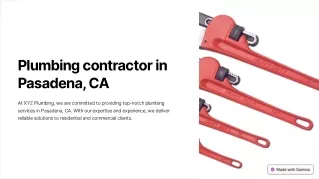 Plumbing contractor in Pasadena, CA