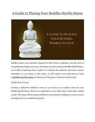 Guide to Placing Your Buddha Marble Statue