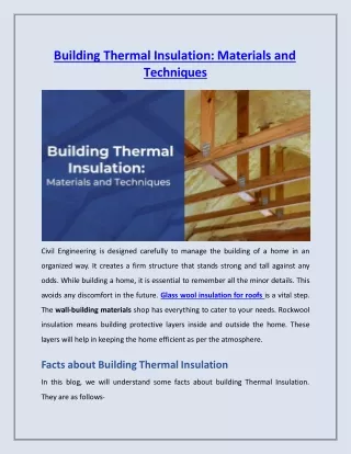 Building Thermal Insulation Materials and Techniques