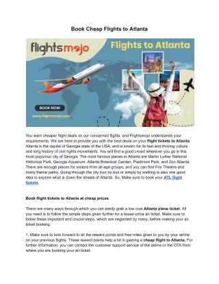 Book Cheap Flights to Atlanta