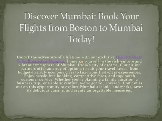 Cheap Flights from Boston to Mumbai - Flight Deals- Bookviaus