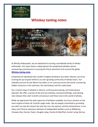 Whiskey tasting notes