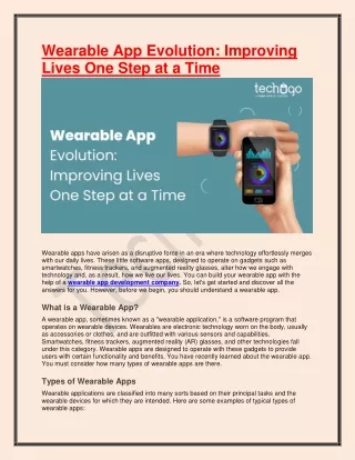 Wearable App Evolution-Improving Lives One Step at a Time